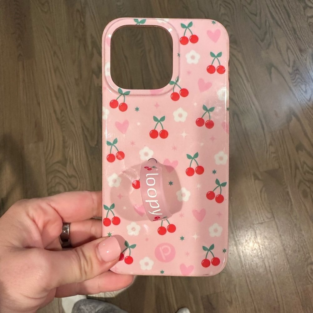 Pink Cherry Pattern Phone Case by LOOPY CASE IPHONE PRO 15 MAX - Picture 2 of 4